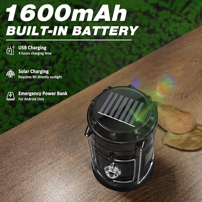 DIBMS 4-Pack Solar Camping Lantern, Collapsible LED Solar USB Rechargeable Lantern Flashlight