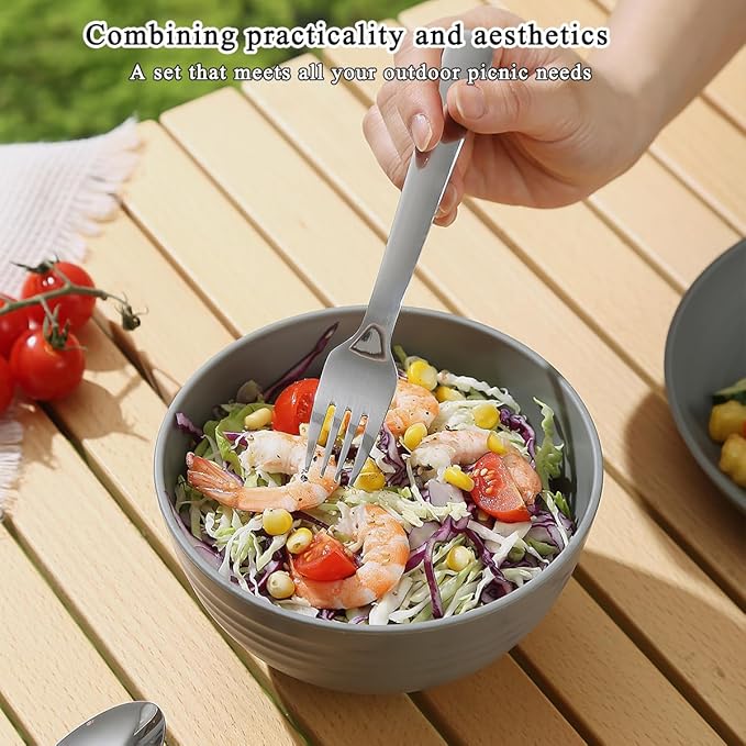 Camping Utensils, Reanea Camping Mess Kit for Travel, Camping, Picnic, Outdoor, Camping Gear