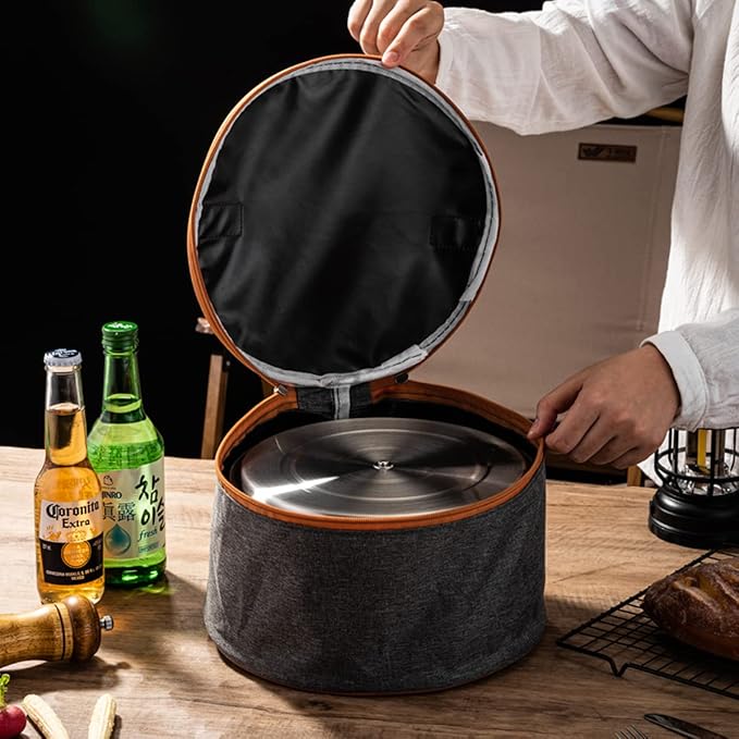 304 Stainless Steel Camping Cookware Set, Pots and Pans for Campfire Cooking, Includes Travel Tote