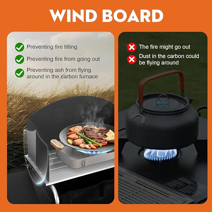 Camping Kitchen Table, Outdoor Cooking Table with 4 Panels & Storage Bag, Aluminum Folding Cooking