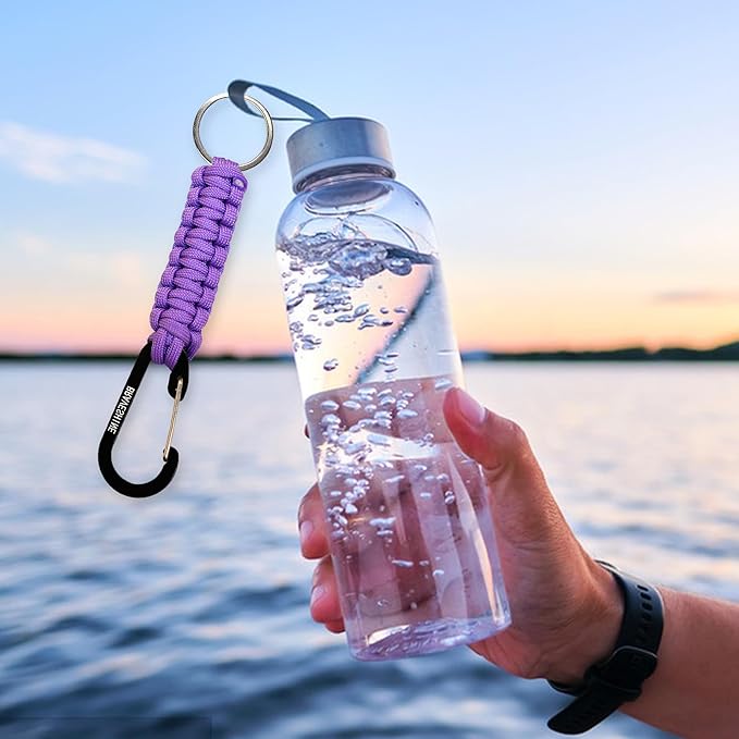 BRAVESHINE Paracord Keychain Carabiner Clip, D Ring Lanyard Hanger Stroller Hook for Water Bottle