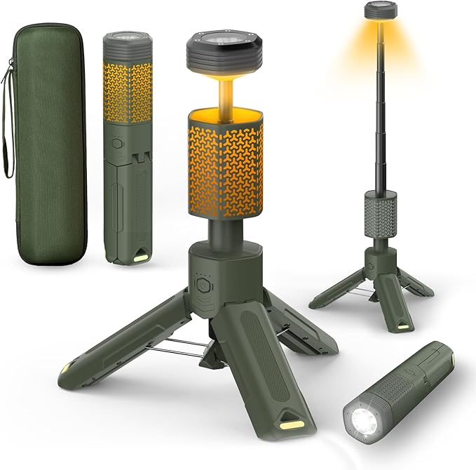 Telescopic Camping Light - 10500mAh Rechargeable Camping Lantern with Storage Bag, Dimmable