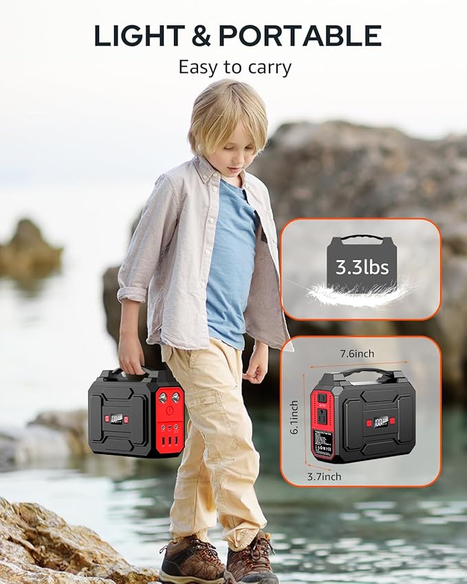 Solar Powered Generator 200W Peak/100W Rated, Portable Solar Generator Power Station with Solar