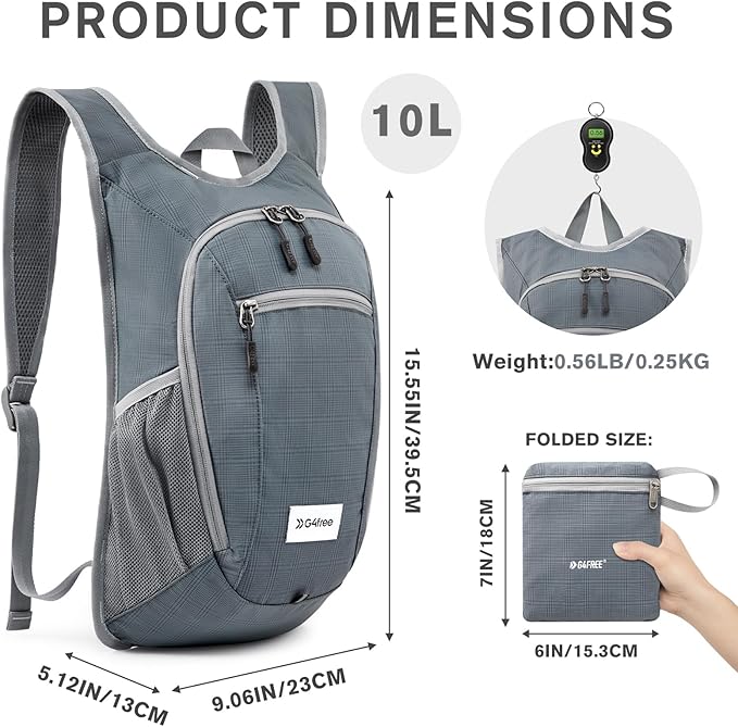 G4Free 10L/15L Hiking Backpack Lightweight Packable Hiking Daypack Small Travel Outdoor Foldable