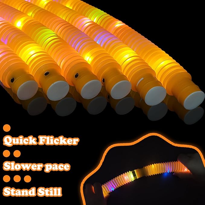 12 PCS Orange Glow Sticks Pop Tubes for kids,Halloween Light Up Necklaces Bracelets Accessories for