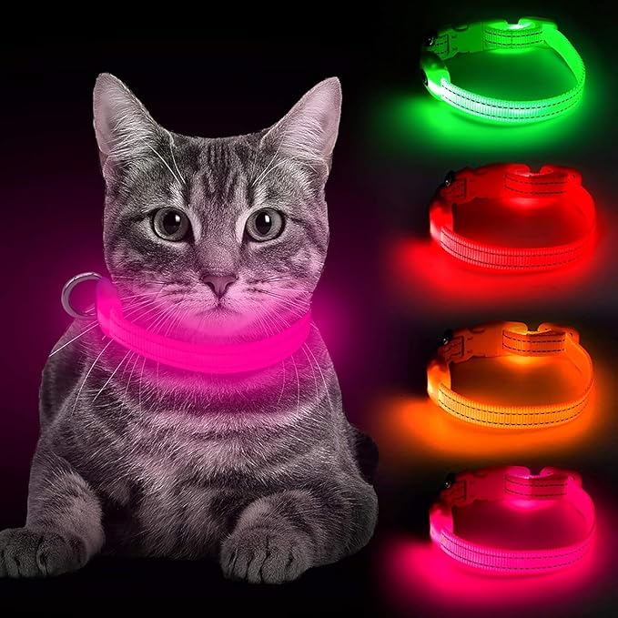 BSEEN Light Up Dog Collar - Reflective LED Dog Collar Rechargeable Glowing Pet Collar for Puppies &