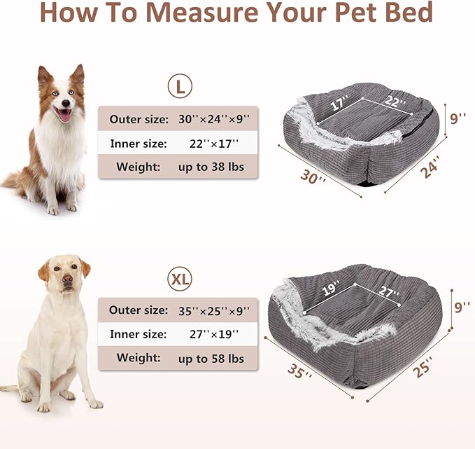 MIXJOY Dog Beds for Large Medium Small Dogs, Rectangle Cave Hooded Blanket Puppy Bed, Luxury