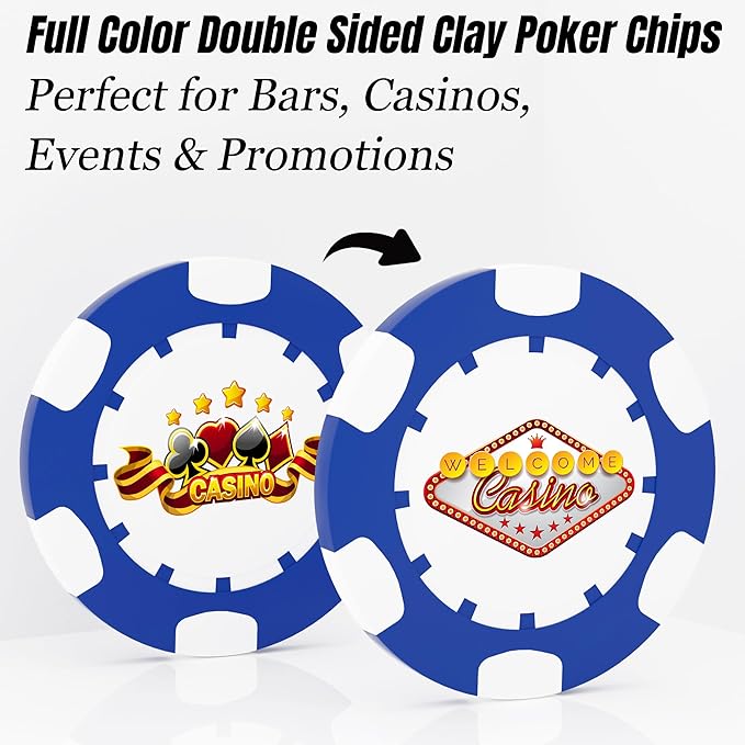 25 Custom Clay Poker Chips, 40mm Heavy 11.5g Casino Sized Personalized Poker Chips with Your Logo