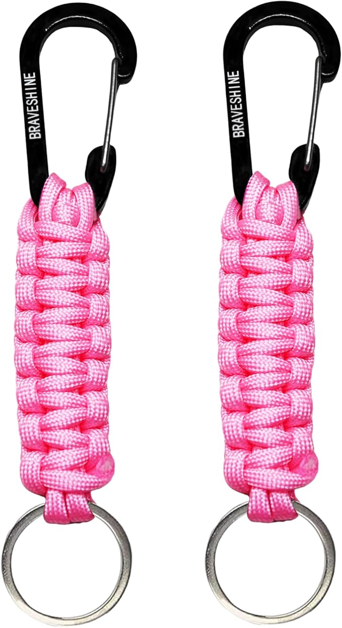 BRAVESHINE Paracord Keychain Carabiner Clip, D Ring Lanyard Hanger Stroller Hook for Water Bottle