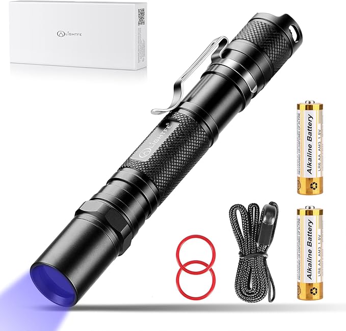 LIGHTFE Blacklight 395nm UV Flashlight UV301A-Plus with SSC UV LED, Pure Beam for UV Glue Curing