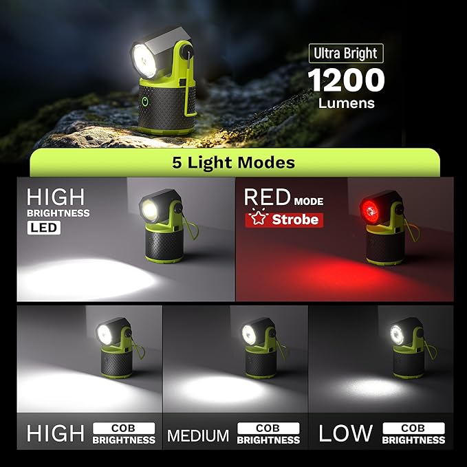 CLAKAP LED Camping Lantern, 3000Lumens Rechargeable 180°Rotatable Flashlight Lantern, Portable