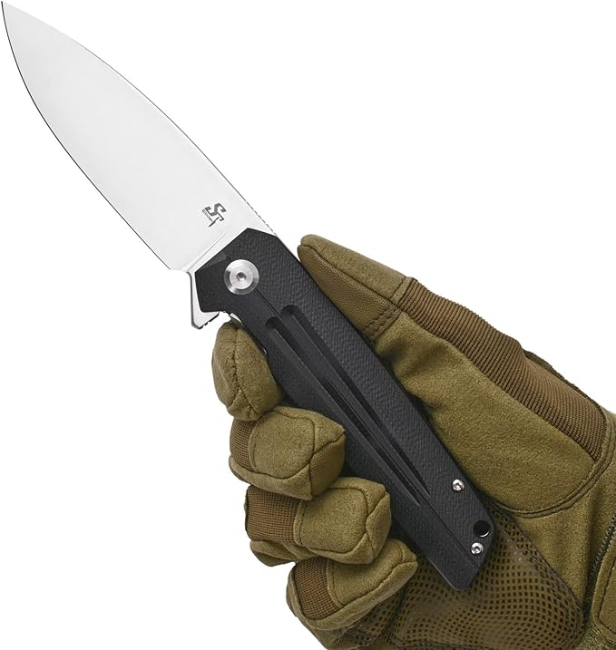 Sitivien ST152 Folding Knife,K110(D2) Steel Blade with G10 Handle EDC Tool Knife for Outdoor