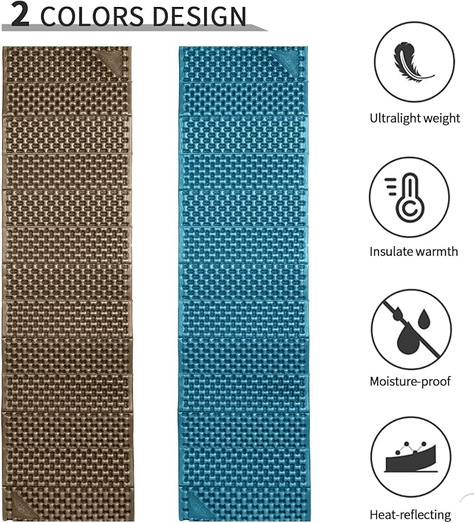 Foam Camping Pads for Hiking, Ultralight Closed Cell Mattress, Waterproof Soft Mat for Adults, Wide