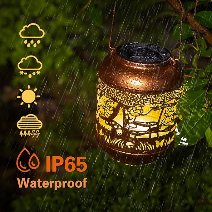 Frog Solar Lanterns Outdoor Waterproof,Hanging Solar Lights Frog Gifts for Women Men Metal LED