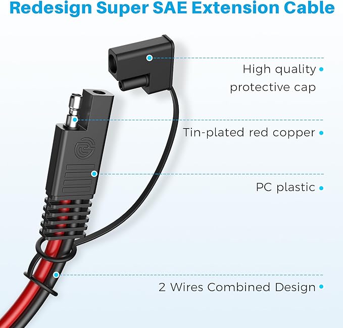 SAE Extension Cable,(16AWG-25FT) Advanced Heavy Duty SAE to SAE Battery Charging Extension Cord for