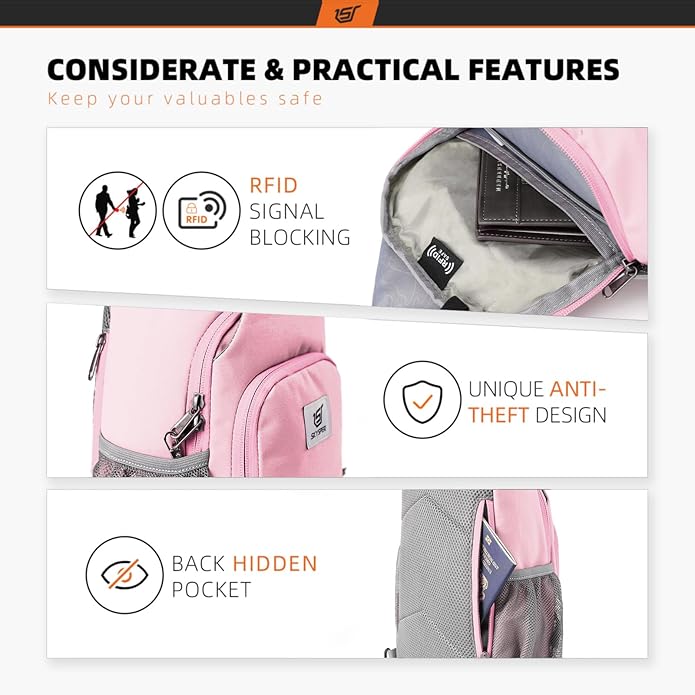 SKYSPER Sling Bag RFID Crossbody Sling Backpack Cross Body Shoulder Bag Travel Hiking Daypack for