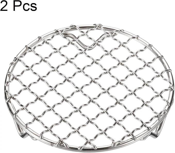 HARFINGTON 2pcs Round Cooking Rack 4.7-inch 201 Stainless Steel Cross Wire Barbecue Grill Net with