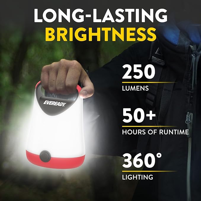 Eveready LED Camping Lantern X-250 (2-Pack), Super Bright Tent Lights, Rugged Water Resistant LED
