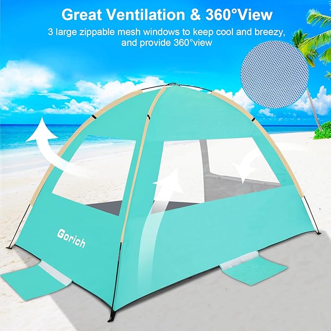 Gorich Beach Tent Sun Shelter for 3/4-5/6-7/8-10 Person with UPF 50ï¼?UV Protection, Lightweight &
