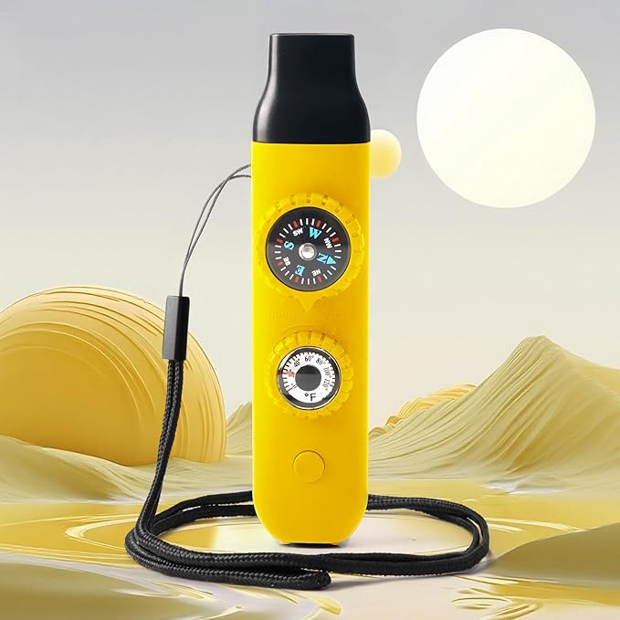 Multifunctional Survival Emergency Whistle for Kids with Compass Hiking Survival, Thermometer &