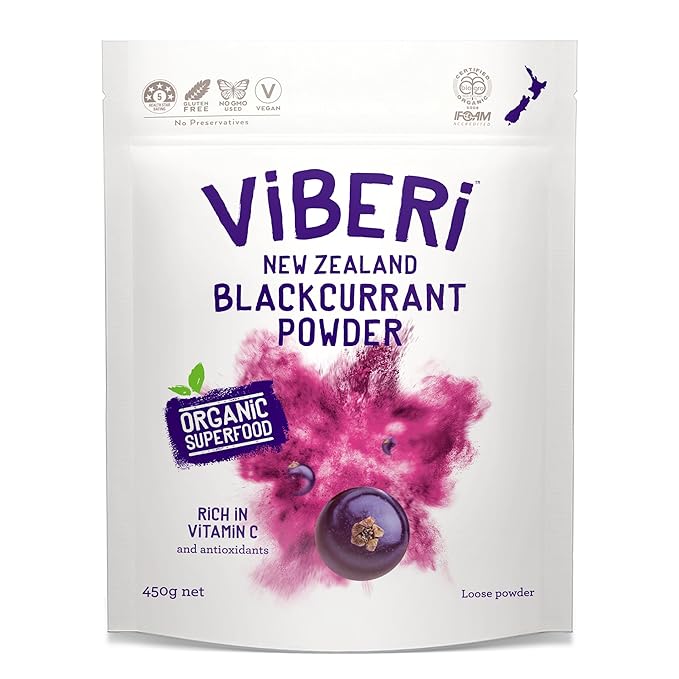 ViBERi Organic Blackcurrant Powder 450g (Loose Powder) | New Zealand Grown Superfruit | Naturally