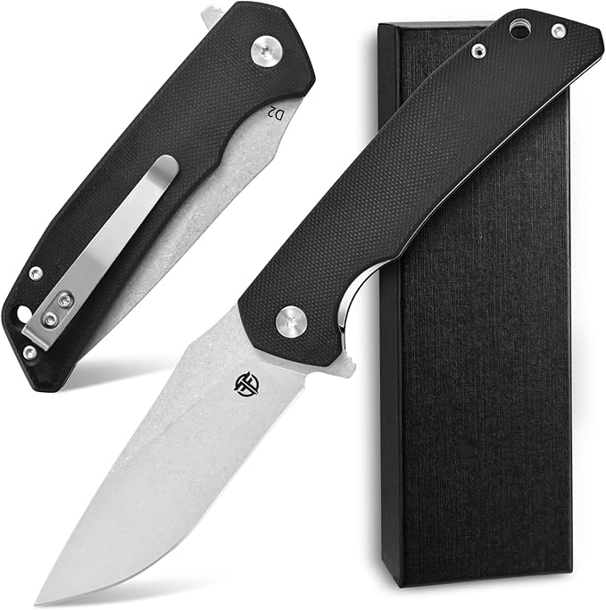 FF17 Folding Pocket Knife,D2 Steel Blade G10 Handle EDC Tool Knife for Outdoor