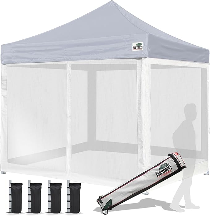 Eurmax USA 10'x10' Pop-up Canopy Tent Commercial Instant Canopies with 4 Removable Zipper End