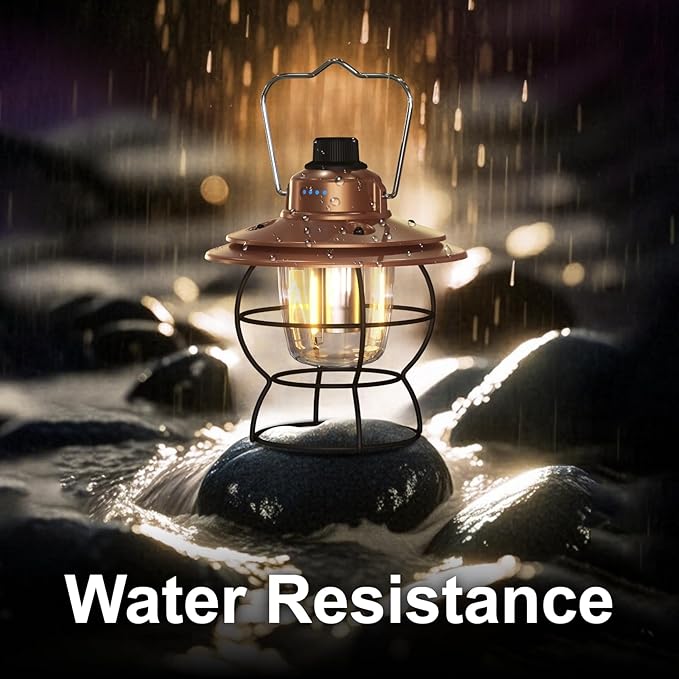 LED Camping Lantern Rechargeable Dimmable, Portable Vintage Outdoor Lantern 2700-6500K Waterproof