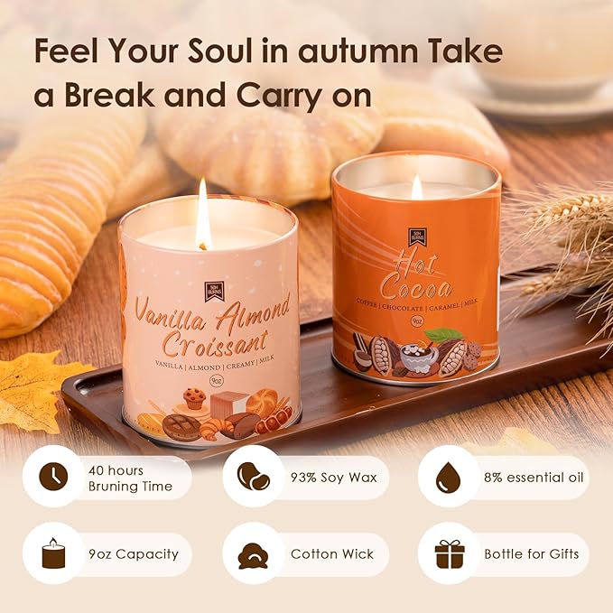 36oz Scented Fall Candles Set, 4Pack Aromatherapy Soy Wax Candles House Warming Halloween Birthday