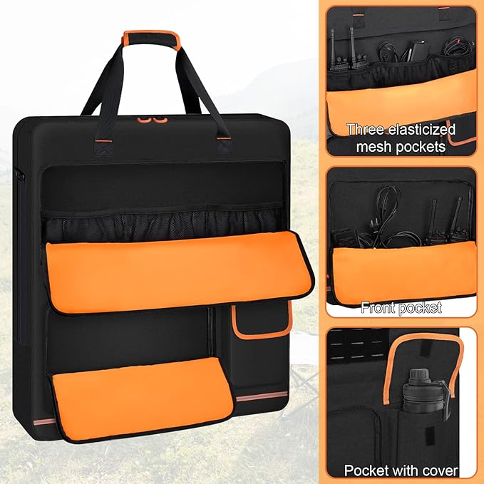 Solar Panel Storage Bag with Orange Lining, Deepened Opening, Zipper with Pull and Multi-Accessory