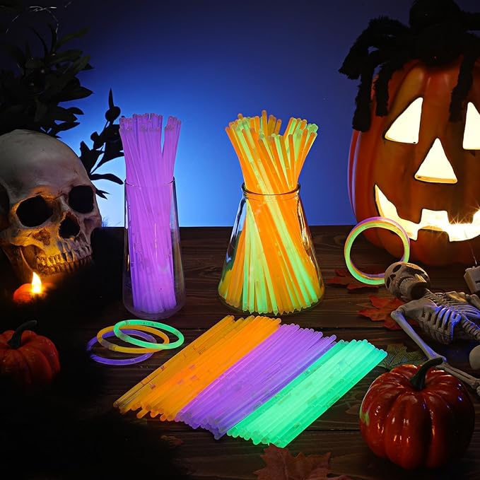 Hanaive 300 Pcs Glow Sticks Bulk 8 Inch Glow in The Dark Party Favors Neon Bracelets and Necklaces