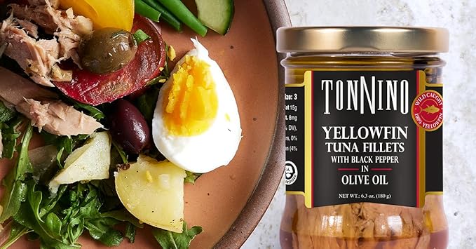 Tonnino Yellowfin Tuna Fish ??Pack of 6, Black Pepper in Olive Oil ??Pack of 6 ??Alternative to