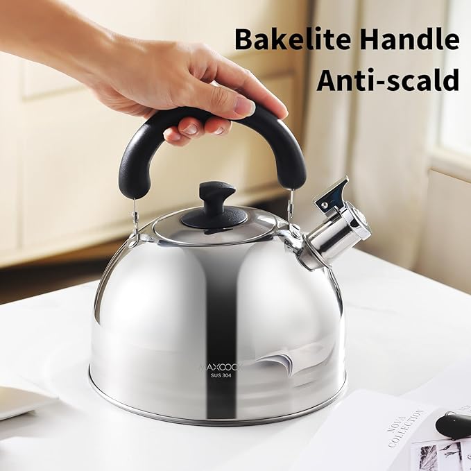 Whistling Tea Kettle for Stovetop, 5L Stainless Steel Tea pot Kettles,Striped frosted water pot