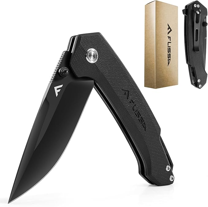 FLISSA Pocket Folding Knife, 3.2??D2 Blade G10 Handle EDC Knife with Pocket Clip Liner Lock for