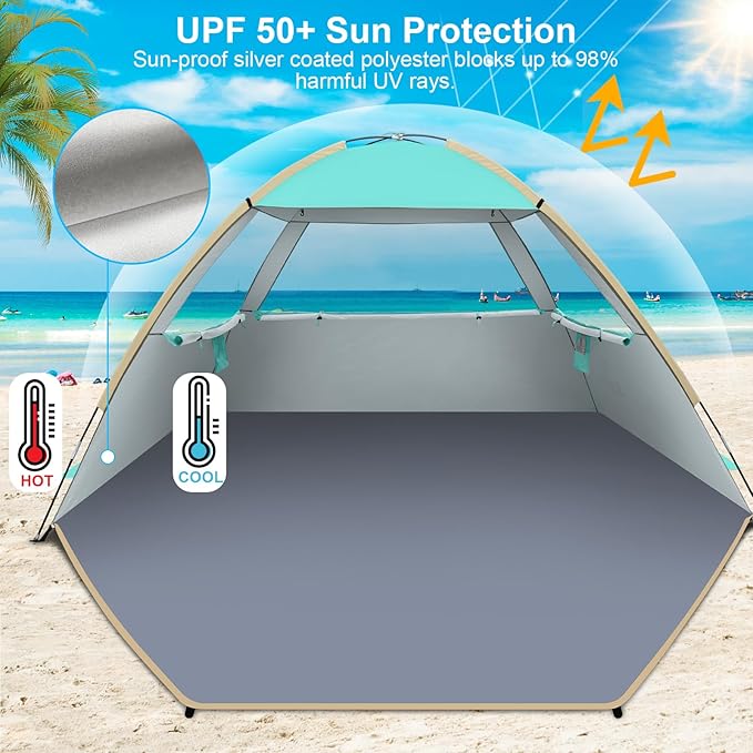 Gorich Beach Tent Sun Shelter for 3/4-5/6-7/8-10 Person with UPF 50ï¼?UV Protection, Lightweight &
