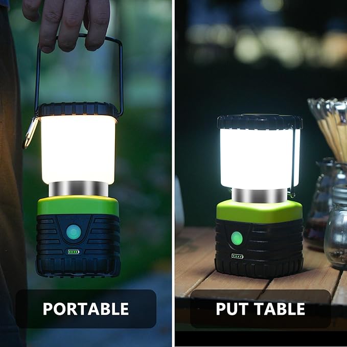 1PCS 6500K White Light LED Camping Lantern Rechargeable 1000LM, 4500mAh Power Bank, Flashlight for