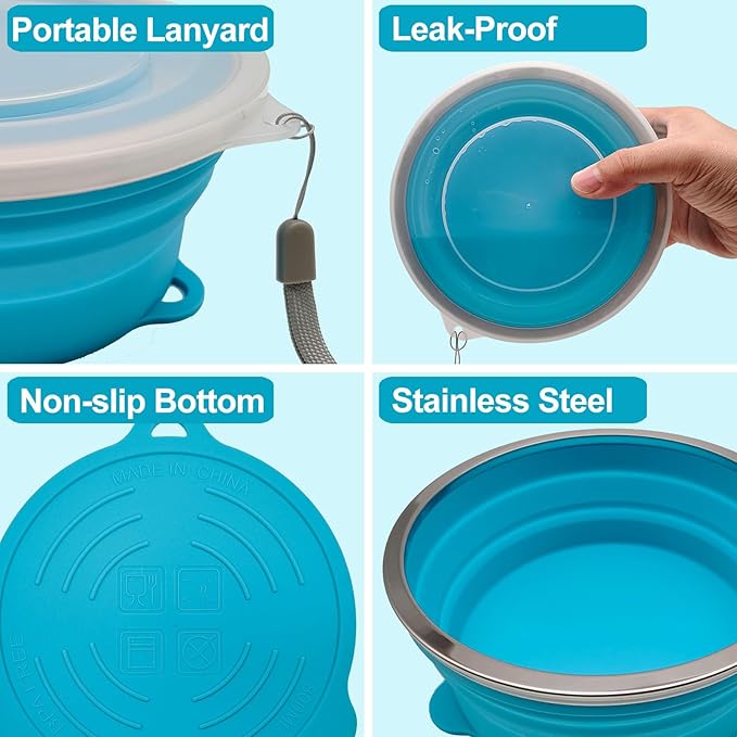 Mess Kit for Camping Silicone Collapsible Bowl Collapsible Cup and Stainless Steel Spoon for