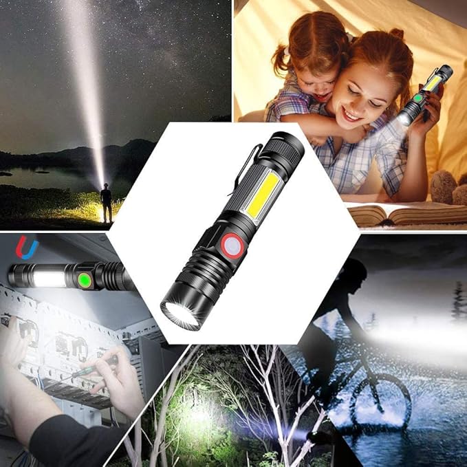 Hoxida Flashlight USB Rechargeable, Magnetic LED Flashlight, Super Bright LED Tactical Flashlight