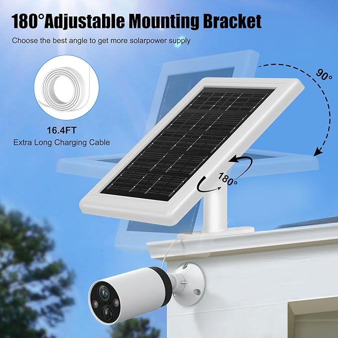 Solar Panel Charger,Solar Panels for Security Camera, Solar Panel with Micro USB & USB-C Port for
