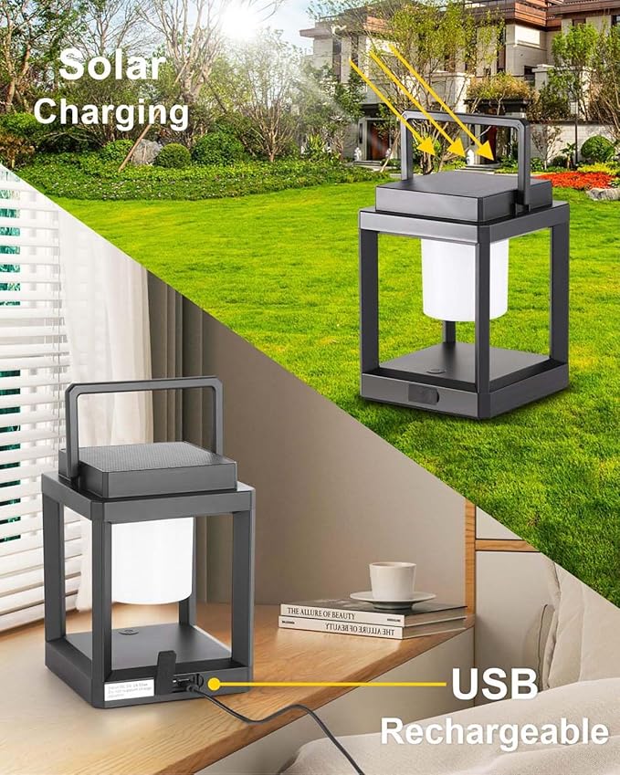 Solar Lanterns Outdoor Table Lamp, Led Lamps for Nightstand, Outdoor Table Lamp for Patio