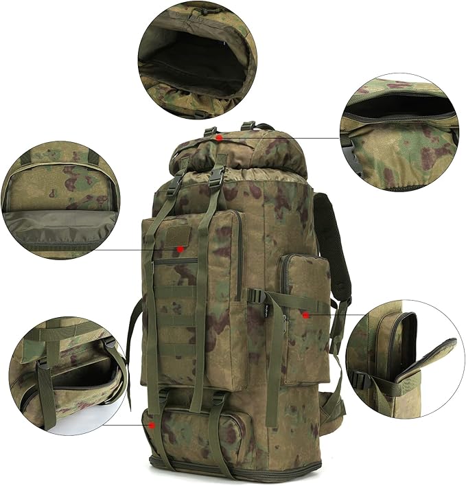 Hiking Backpack for Men 70L/100L Camping Backpack Military Rucksack Molle 3 Days Assault Pack for