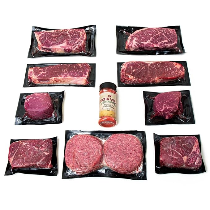 Aged Angus Filet Mignon Top Sirloin NY Strip Ribeye and Premium Ground Beef by Nebraska Star Beef