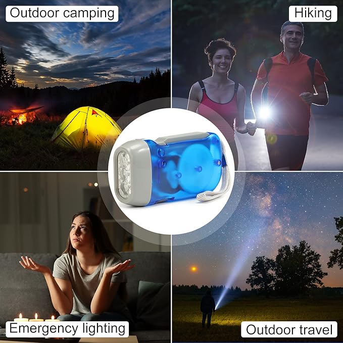 Mudder 24 Pieces Hand Crank Flashlight with LED Self Powered Charging Torch Dynamo for Camping