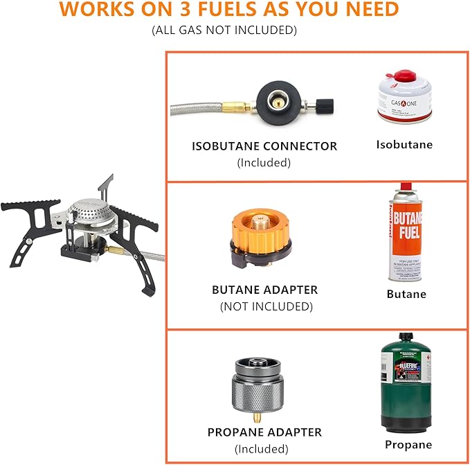 ONLYFIRE Portable Camping Gas Stove, Backpacking Camp Stove with Piezo Ignition, 1LB Propane