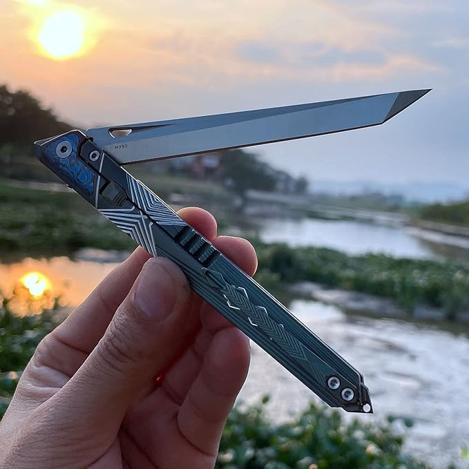 Folding Pocket Knife M390 steel folding knife with Front Flipper Opener,TC4 titanium handle with