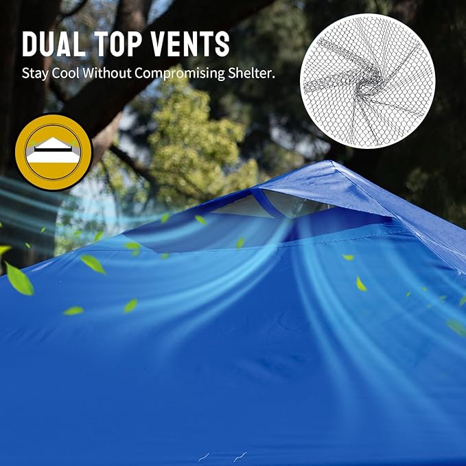 CROWN SHADES 10x10 Pop Up Canopy - Beach Tent with One Push Setup - Easy Outdoor Sun Shade for