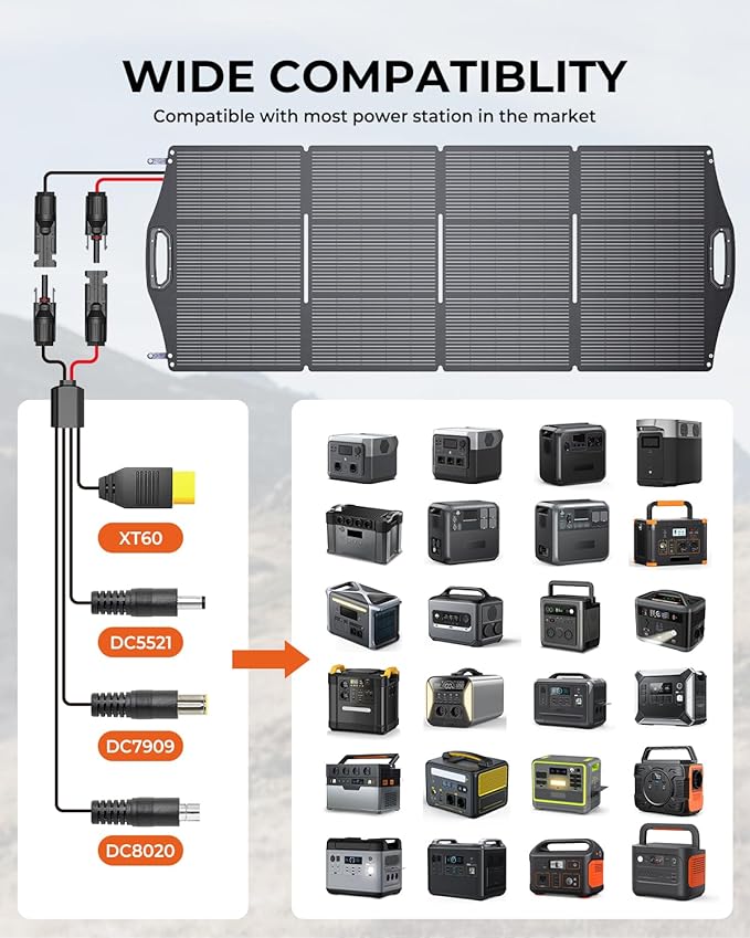 200W Solar Panel, BigBlue SolarPowa 200 Solar Panel Charger with Kickstand for Camping, IP68