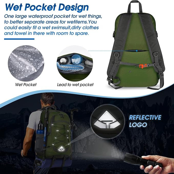 IGOLUMON Hiking Backpack 40L Packable Lightweight Camping Backpack Men Women Waterproof Hiking