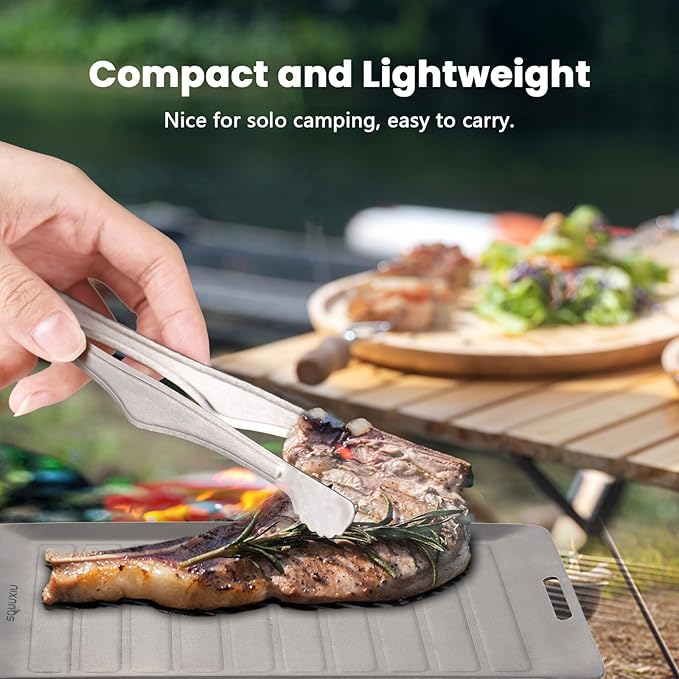 Camping Cookware Set, Camping Grill Pan or BBQ Tongs Set Portable Outdoor Cookware Lightweight