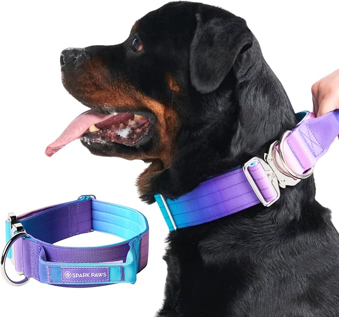 Spark Paws Tactical Dog Collar - Heavy Duty, Premium Quality, Thick and Durable for Large and